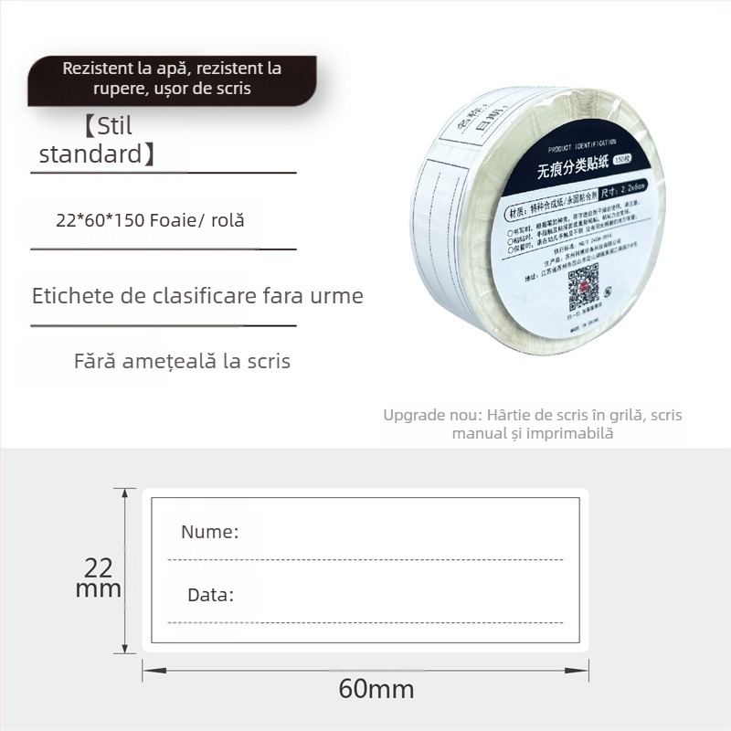 Etichete autoadezive scrise de mână pe rolă, hârtie pentru scris, personalizabile, 10 etichete pe pagină