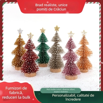Ousheng brad de Crăciun de birou cu ace de pin pentru decor de birou