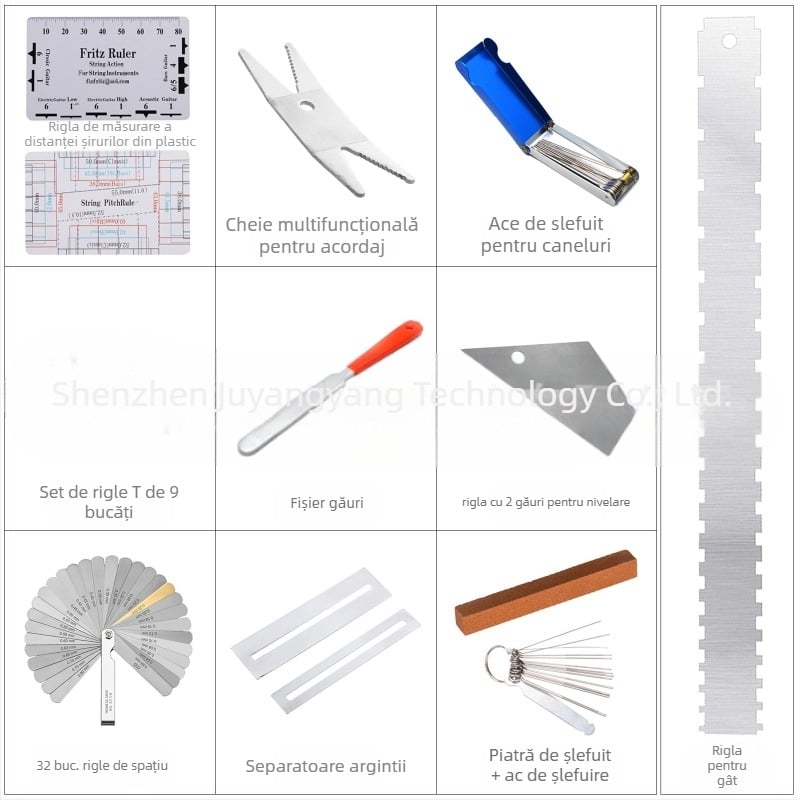 Riglă de reglaj a chitării din plastic: riglă pentru gât, riglă de înălțime a corzilor, riglă triunghiulară