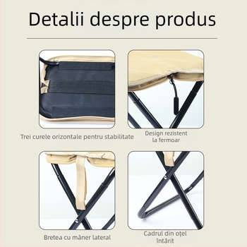 Scaun pliabil - oțel carbon, dimensiuni 28×23×26 cm, marcă Foreign man, portabil pentru camping și pescuit.