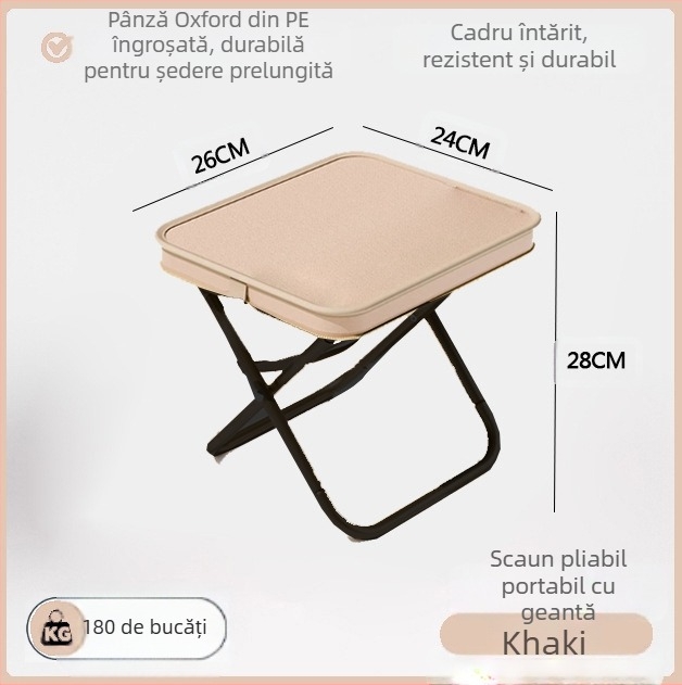 Scaun pliabil - oțel carbon, dimensiuni 28×23×26 cm, marcă Foreign man, portabil pentru camping și pescuit.