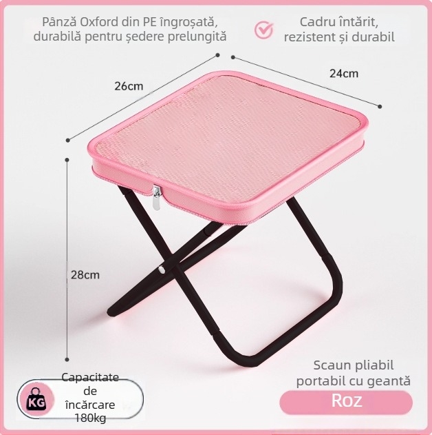 Scaun pliabil - oțel carbon, dimensiuni 28×23×26 cm, marcă Foreign man, portabil pentru camping și pescuit.