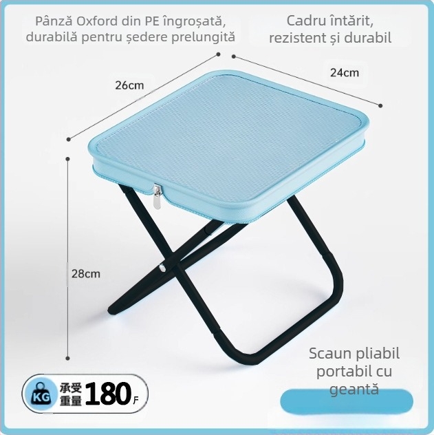Scaun pliabil - oțel carbon, dimensiuni 28×23×26 cm, marcă Foreign man, portabil pentru camping și pescuit.