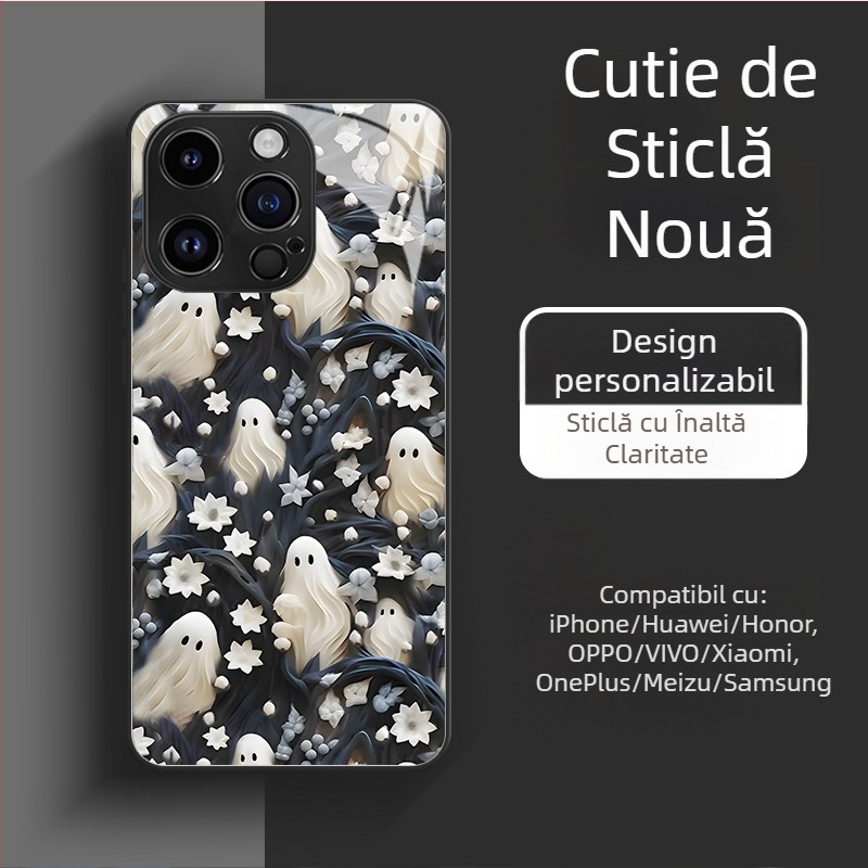 Husă pentru iPhone 11–14 Pro/Max cu craniu Halloween – Carcasă dură, rezistentă la șocuri, anti-amprente, disipare a căldurii, personalizabilă