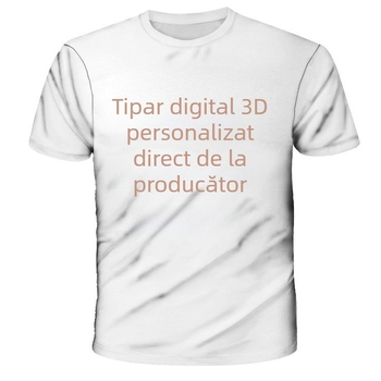 Tricou dama cu decolteu în V, imprimeu cu flori rupte, mâneci scurte, 95% poliester, primăvara 2025