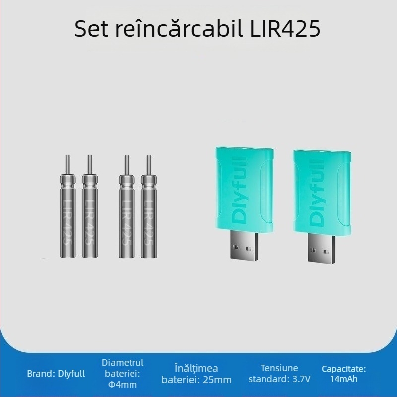 Danny Fu Baterie LIR425 Reîncărcabilă și Set de Încărcător pentru Noapte de Pescuit cu Plută Electronic Luminoasă