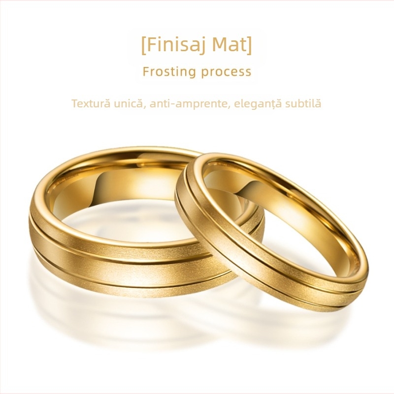 Inel wolfram, finis mat, geometric unisex, versiune coreeană, cuplu de verighete