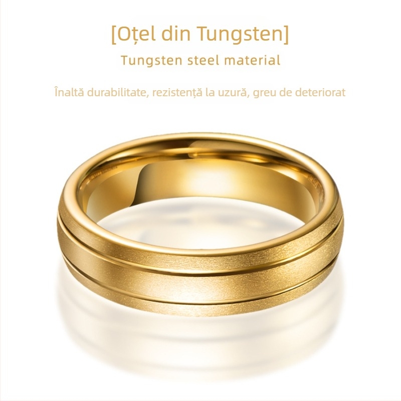Inel wolfram, finis mat, geometric unisex, versiune coreeană, cuplu de verighete