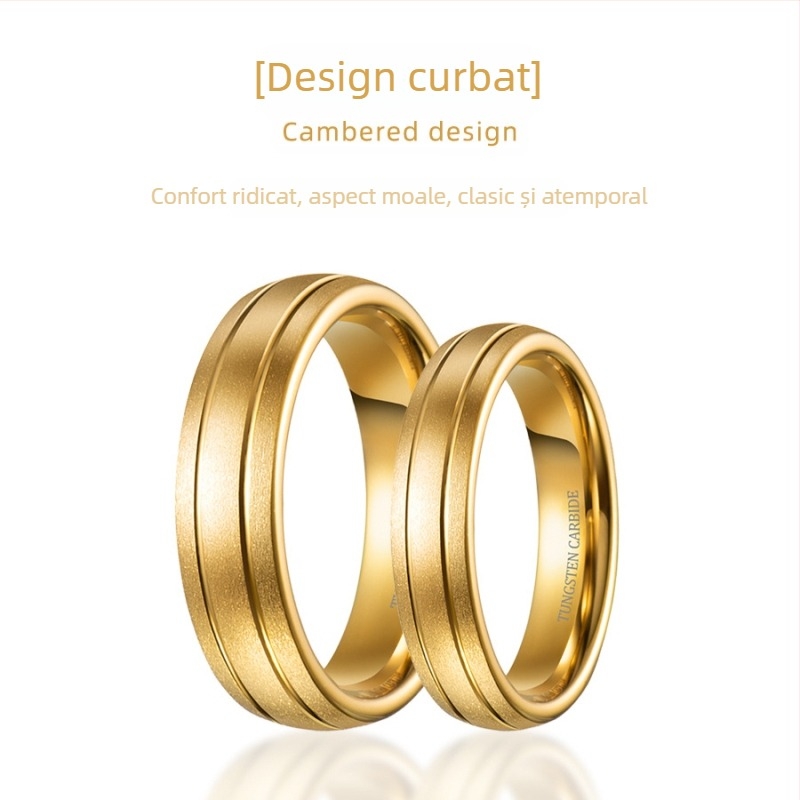 Inel wolfram, finis mat, geometric unisex, versiune coreeană, cuplu de verighete