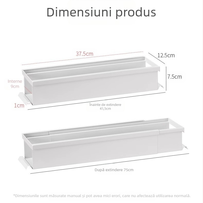 Raft pentru sertar de bucătărie cu compartimente stratificate, raft despărțitor retractabil, fără găuri (Brand Likewei; Material: oțel cu carbon; Stil: simplitate modernă; Funcție: fără găuri; Categoria: raft pentru condimente)