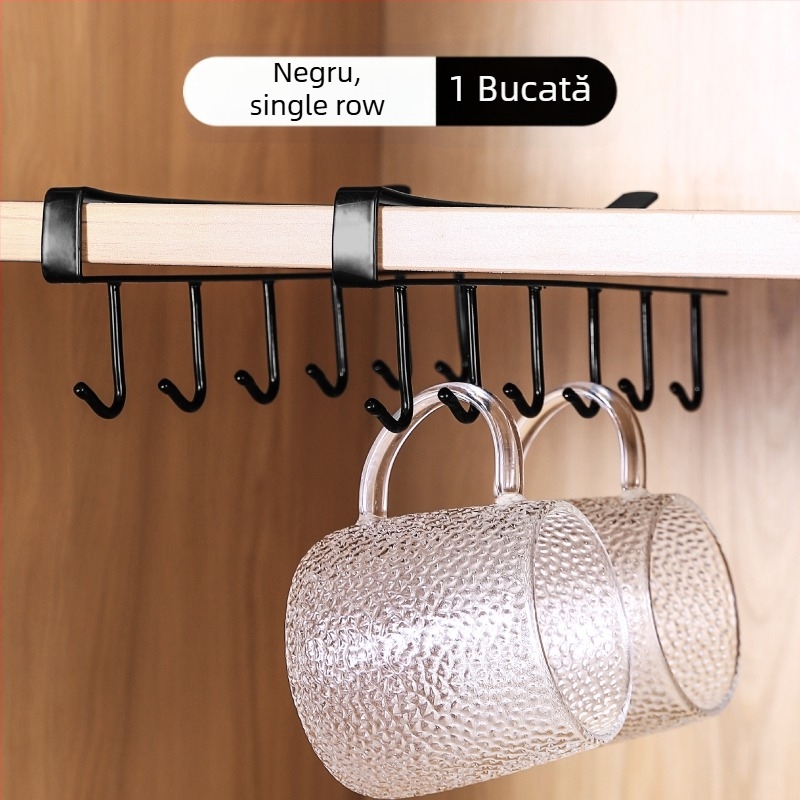 Cârlig de bucătărie sub dulap, fără găuri, pentru tacâmuri, prosoape și căni