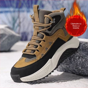 Adidași sport pentru bărbați din microfibră, vârf rotund, gleznă joasă, talpă din cauciuc, închidere cu șireturi