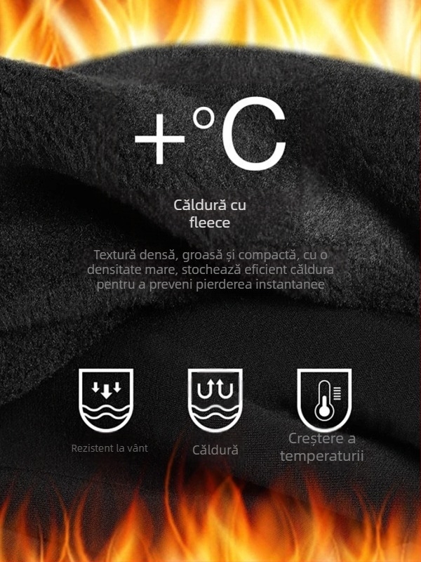 Set de iarnă pentru bărbați pentru alergare și drumeții în aer liber, cu fleece interior – strat de bază cald, material cu uscare rapidă, poliester/vinilon 91–95%, căptușeală din in 91–95%