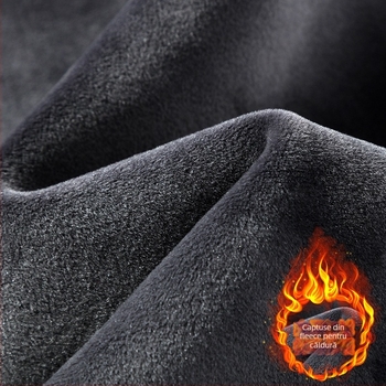 Pantaloni sport masculin pentru iarnă, căptuți cu fleece, croială lejeră, talie medie cu curea, șnur de strângere, culoare solidă, 95% bumbac