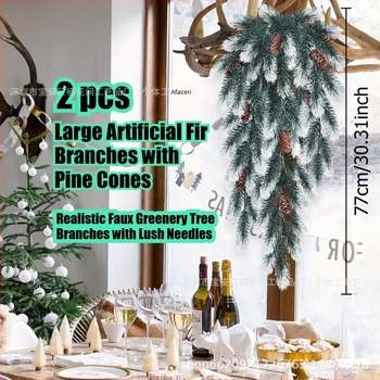 Deco de perete de Crăciun cu ace de pin artificiale și conuri; material: plastic; meșteșug: alt; varietate: alt