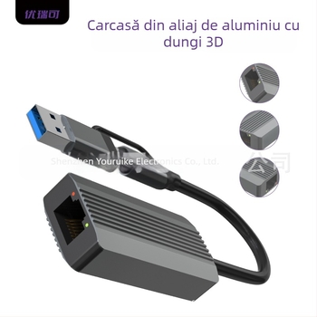 Adaptor Ethernet Gigabit USB-C/USB 3.0 la RJ-45 – fără driver, 10/100/1000 Mbps