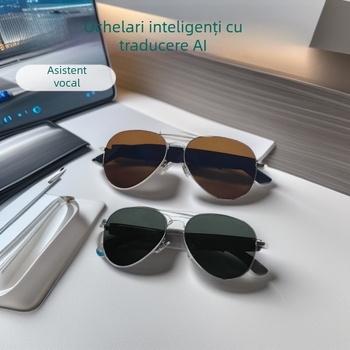 Ochelari inteligenți F18: apeluri Bluetooth, muzică și traducere AI (Model F18; Baterie 55mAh+55mAh; Material ABS+PC+Metal; Distanță wireless 5–10m; Compatibil cu iOS/Android)