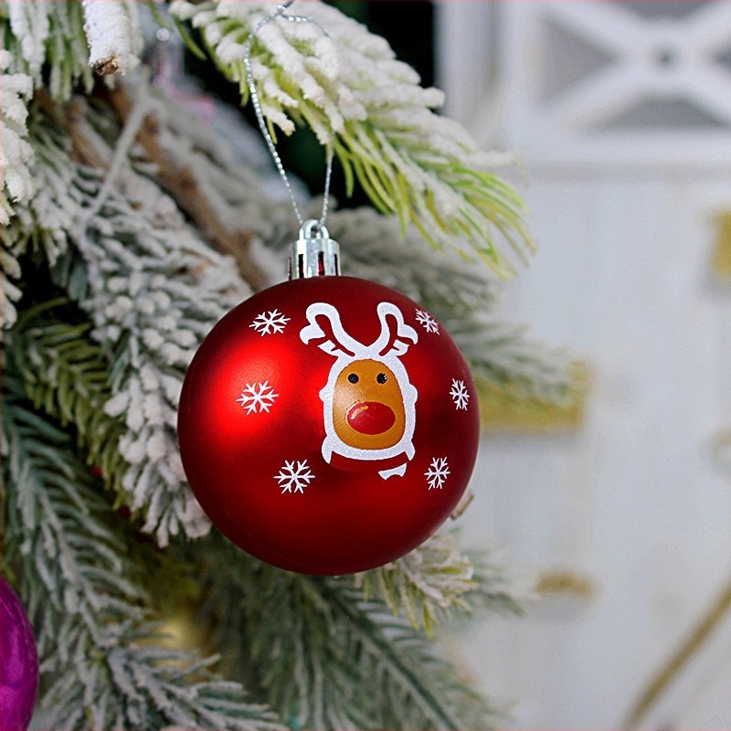  globuri de Crăciun din plastic Uvo, set de 9 bucăți, stil desen animat, turnate prin suflare, placare electroplating și pictură manuală, cod produs Ywc6-16g