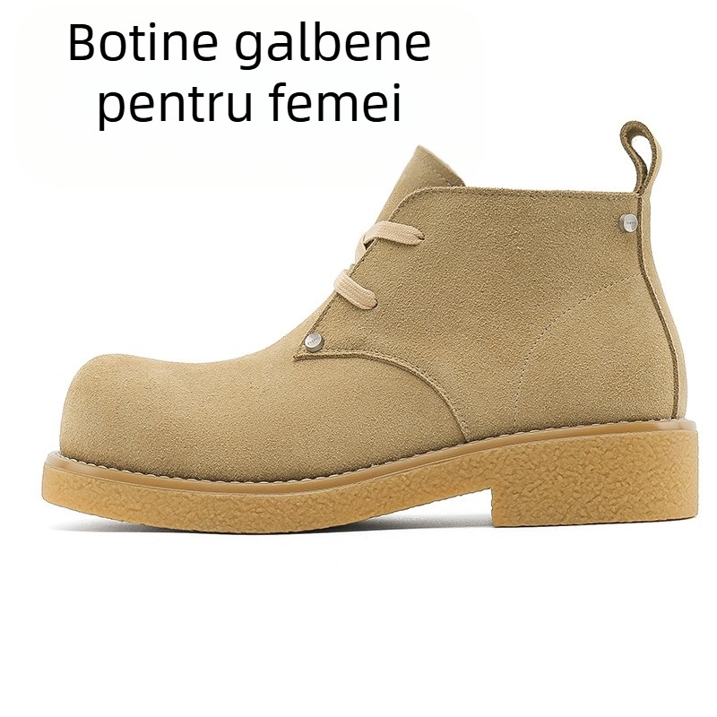 Ghete Martin pentru unisex, gamă medie până la gleznă, talpă din cauciuc, creștere înălțime, șireturi frontale