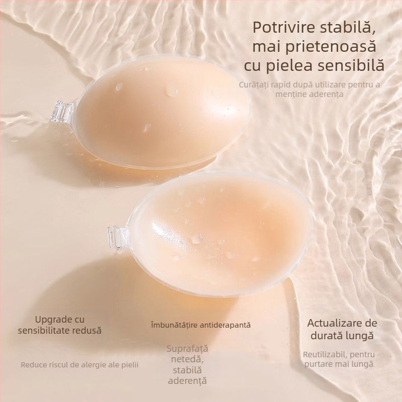 Acoperire siliconică pentru mameloane - Ridicare, Fără cusături, Invizibilă, Îngroșată, Formă circulară