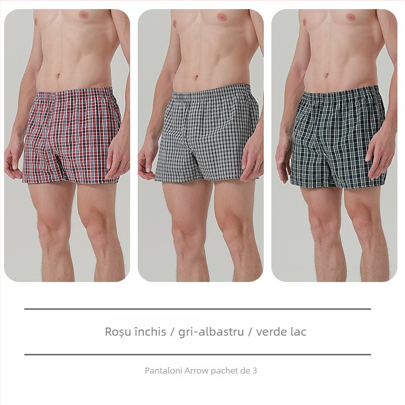 Boxeri bărbați din bumbac, talie medie, căptușeală între picioare din bumbac peste 95%, pentru primăvară
