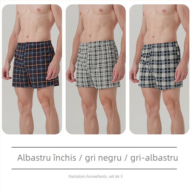 Boxeri bărbați din bumbac, talie medie, căptușeală între picioare din bumbac peste 95%, pentru primăvară