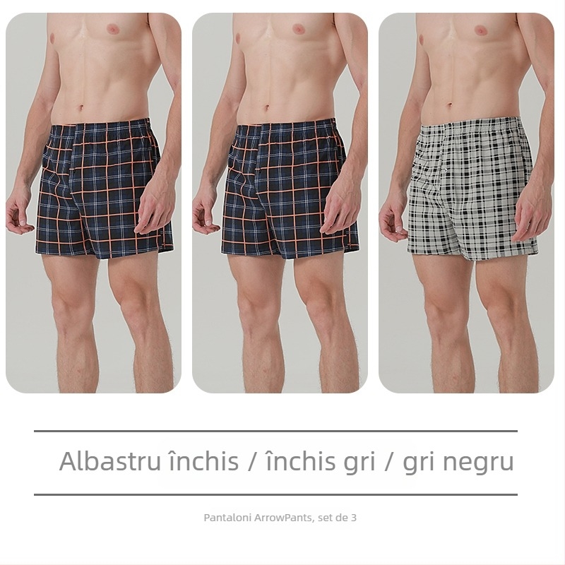 Boxeri bărbați din bumbac, talie medie, căptușeală între picioare din bumbac peste 95%, pentru primăvară