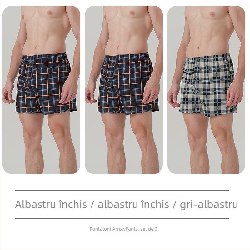Boxeri bărbați din bumbac, talie medie, căptușeală între picioare din bumbac peste 95%, pentru primăvară