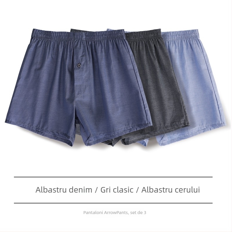 Boxeri bărbați din bumbac, talie medie, căptușeală între picioare din bumbac peste 95%, pentru primăvară