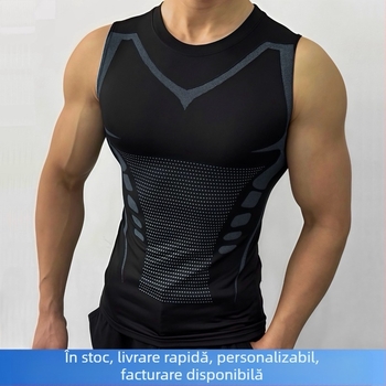 Tricou fără mâneci pentru bărbați – Slim-Fit, respirabil, uscare rapidă, absorbția transpirației, elastic; Material Milk Silk, 90% Poliester; Pentru alergare, fitness, ciclism outdoor