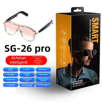 Ochelari Bluetooth cu AI, control vocal, durată de viață a bateriei foarte mare, latență mică la jocuri, Bluetooth 5.0, rezistenți la apă