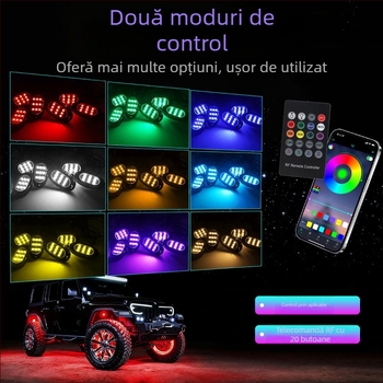 Iluminare ambientală LED pentru sub caroserie cu control prin aplicație — 12V, universal, model qfd152