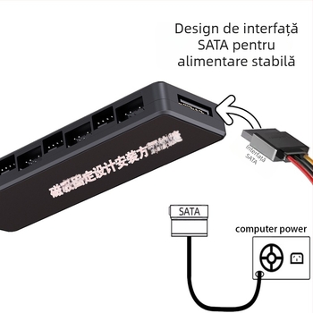 Hub ARGB PWM dublu pentru ventilatoare PC, suportă 8 ventilatoare, control PWM al vitezei, sincronizare ARGB, model LP-8P-HUB
