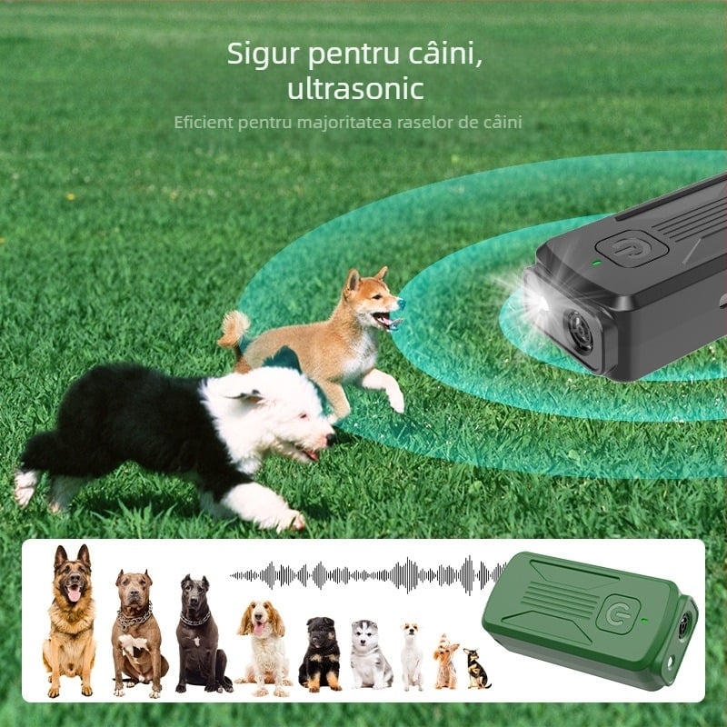 Dispozitiv ultrasonic anti-lătrat pentru câini, portabil, model K26, material plastic