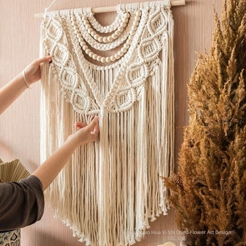 Tapiserie din bumbac țesută manual, formă ovală, model cu dungi, potrivită pentru living, dormitor și birou