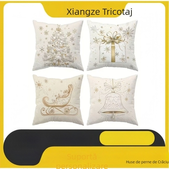 Husa de pernă de iarnă de Crăciun – in și pluș scurt, stil american pentru sufragerie, personalizarea logo disponibil