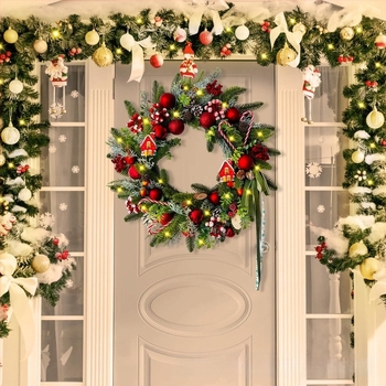 Ghirlandă de Crăciun cu clopoței – plastic, lucrat manual, stil american, cod HJ-32