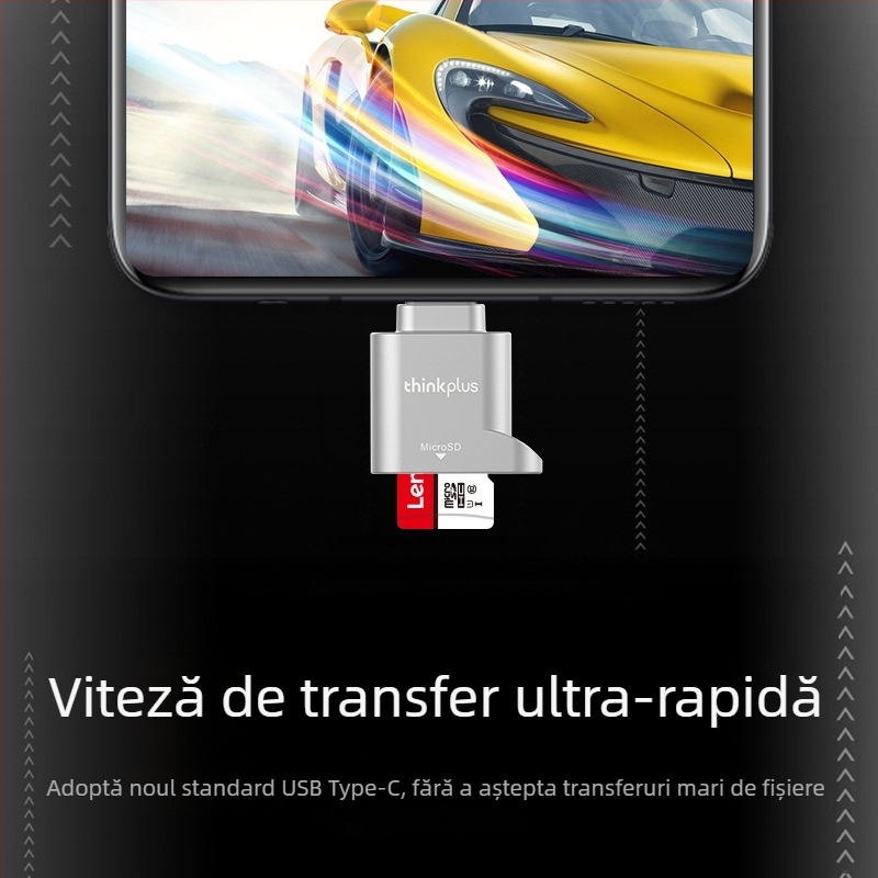 Lenovo D201 Type-C OTG adaptor și cititor de carduri TF/SD, metal