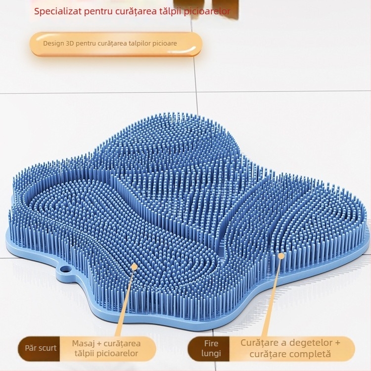 Padă de exfoliere a picioarelor din nylon pentru baie cu disc de suction, masaj pentru picioare pentru adulți, absorbție de apă