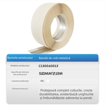 Bandă de protecție pentru colț metalic placată cu zinc, pentru decorare și reparații