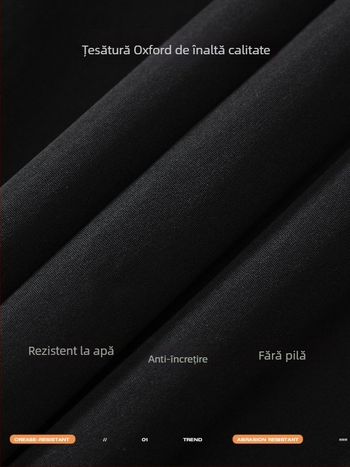 Palton cu glugă, lungime 80–100 cm, croială lejeră, exterior 100% poliester, căptușă 100% poliester