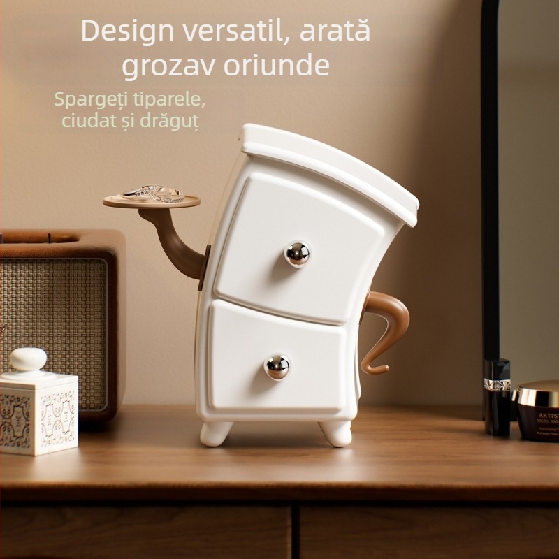 Organizator retro pentru cercei și cosmetice cu compartimente — Dedidun YB2229, material HIPS+PP, imprimare logo, lansare 2025
