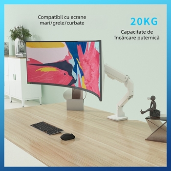 Braț monitor pentru ecrane curbate 38–49 inci, aliaj de aluminiu, model M900, tip de ridicare, brand Aomei