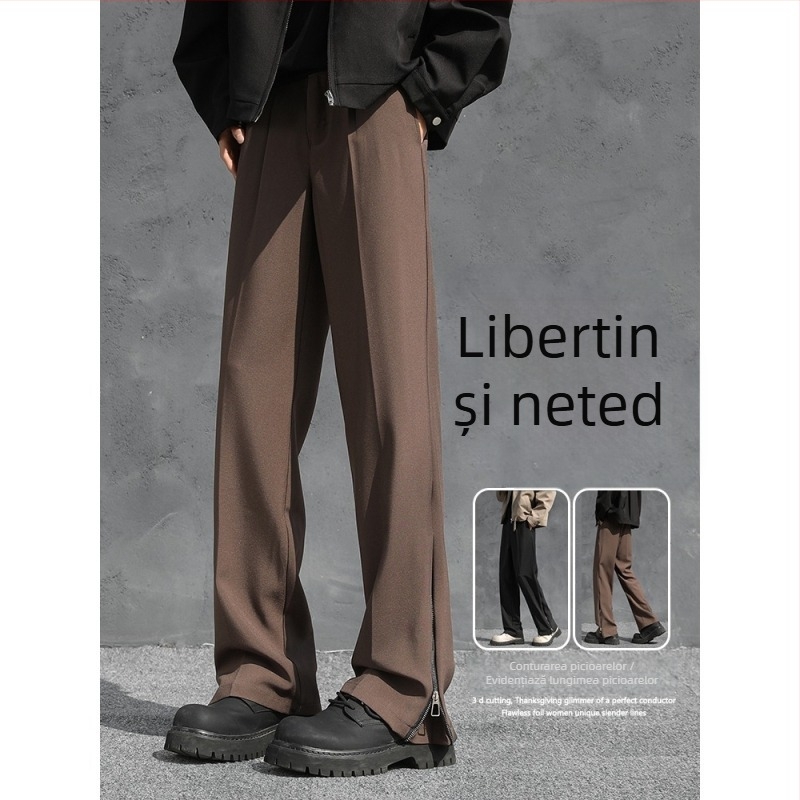 Pantaloni cargo casual - croială lejeră, lungi, talie medie, fermoar
