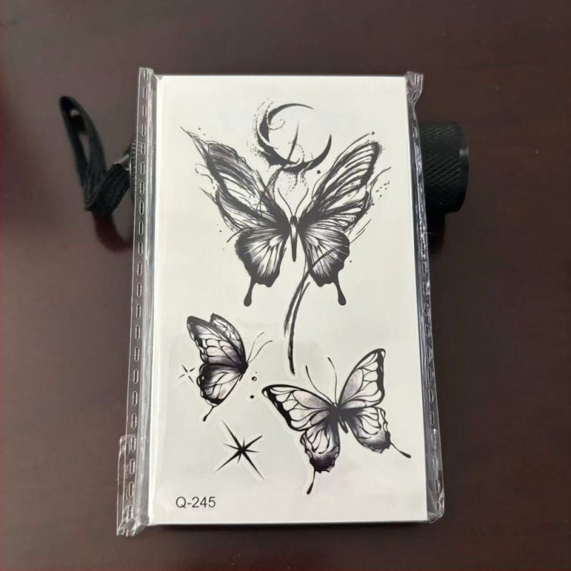 Set de tatuaje temporare cu transfer prin apă - modele mici realiste, forme geometrice, transfer realizat pe mașină