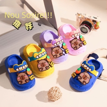 Papuci de interior pentru copii, în stil Crocs, cu partea superioară din PVC, talpă moale, unisex, 4–12 ani