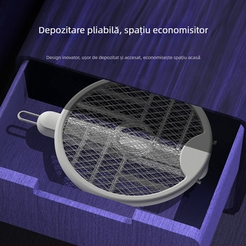 Bat electric pentru țânțari pliabil cu lampă UV, alimentare USB, Model MX05, 5V, 800mAh, pentru interior și exterior