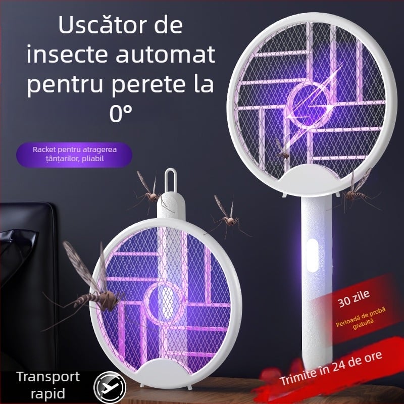 Bat electric pentru țânțari pliabil cu lampă UV, alimentare USB, Model MX05, 5V, 800mAh, pentru interior și exterior