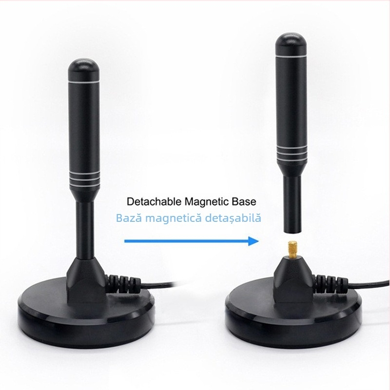 chauwei Antena TV Digitală Pasivă cu Ventuză pentru Casă și Mașină, HDTV DTMB DVB-T ISDB, Conector F masculin