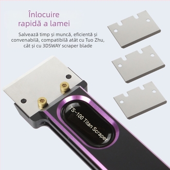 Skraper metalic pentru platforma de imprimare 3D cu plăcuță PEI, lamă de curățare și cheie hexagonală (SN346)